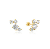 Gold Plate Pave Climber Barbell Earring