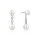 Pearl Stud W/Dangle Pearl On Chain Earrings