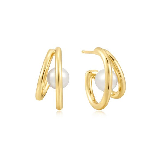 Duo Fresh Water Pearl In Hoop Earring