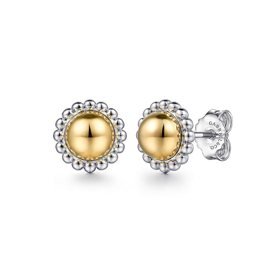 Sterling Silver With 14K Stud Bujukan Bead Earrings