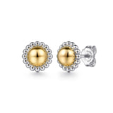 Sterling Silver With 14K Stud Bujukan Bead Earrings