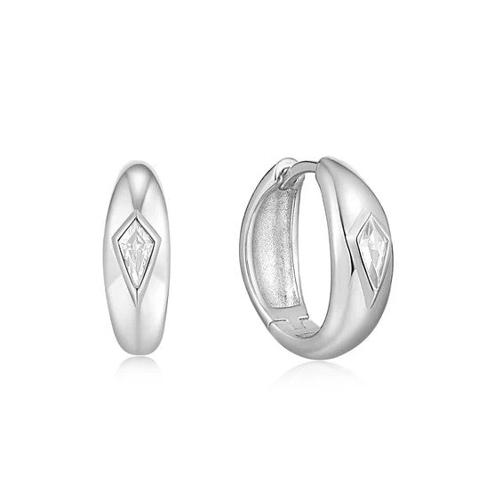 Ania Haie Sterling Silver Sparkle Dome Hoop Earrings