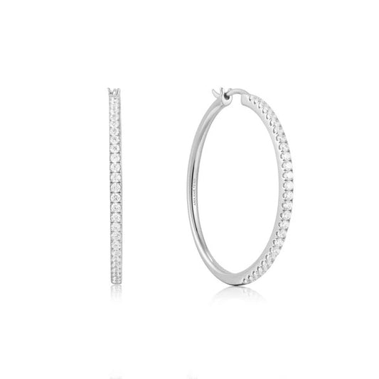 Silver Pave Hoop Earrings