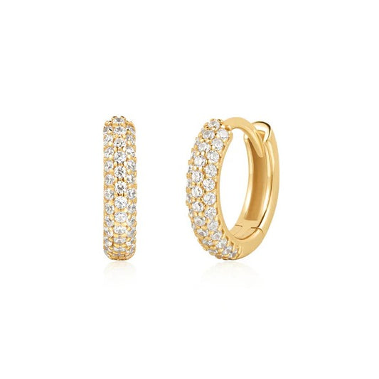 Gold Plated Pave Huggie Earrings