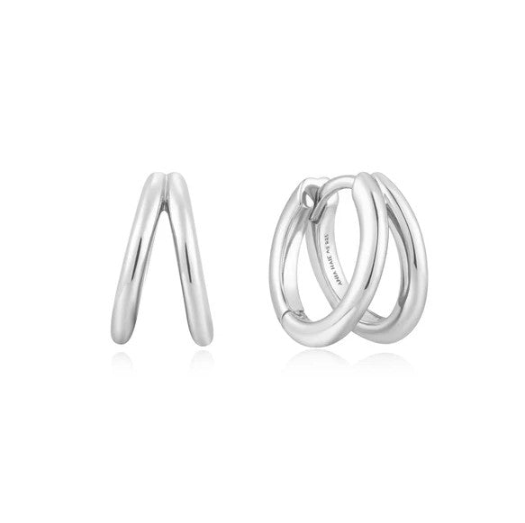 Silver Double Huggie Earrings