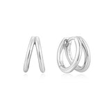 Silver Double Huggie Earrings