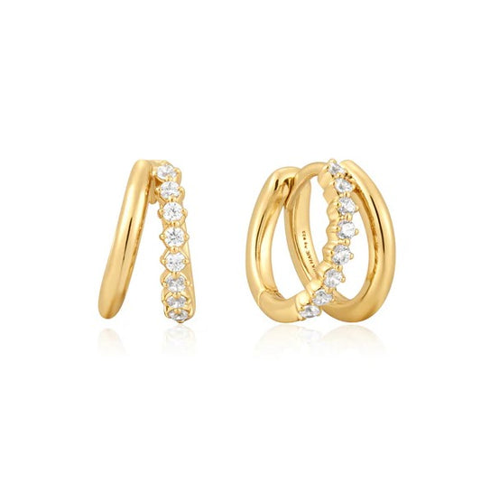 Gold Plated Double Mixed Huggie Earrings