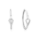 Silver Cubic Zirc Geo Huggie Earrings