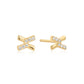Gold Tone Cross Cubic Zirc Stud Earrings