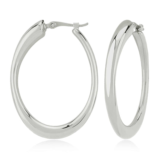Sterling Silver Medium Oval Hoop Earring