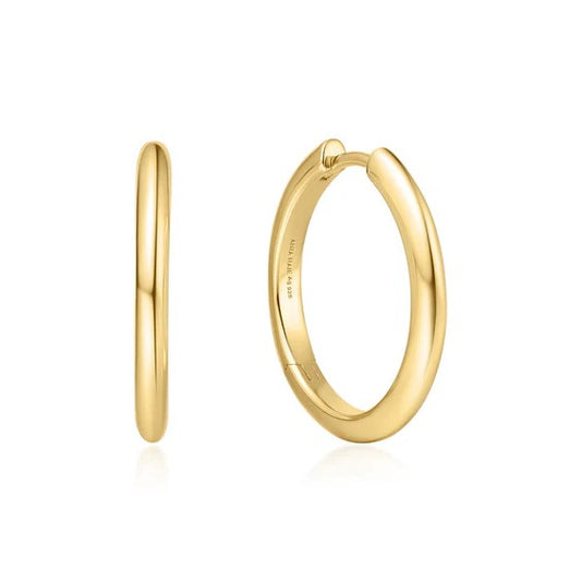 Gold Tone Medium Tube Hoop Earrings