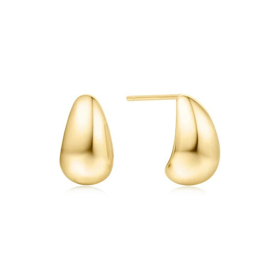 Gold Tone Small Dome Hoop Earrings