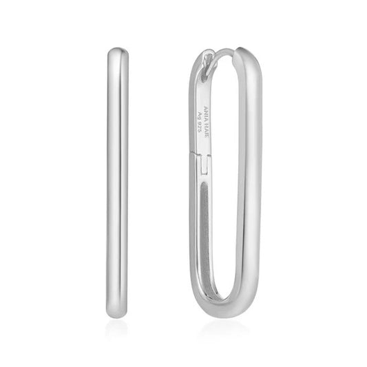 Silver Tube Oversized U Hoop Earrings