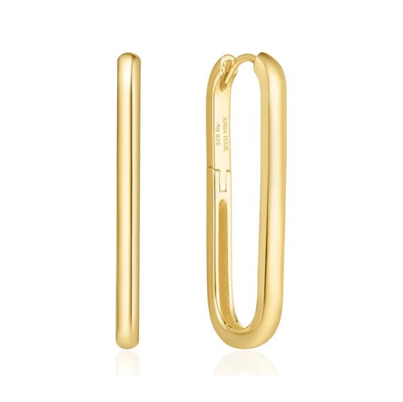 Gold Tone Tube Oversized U Hoop Earrings
