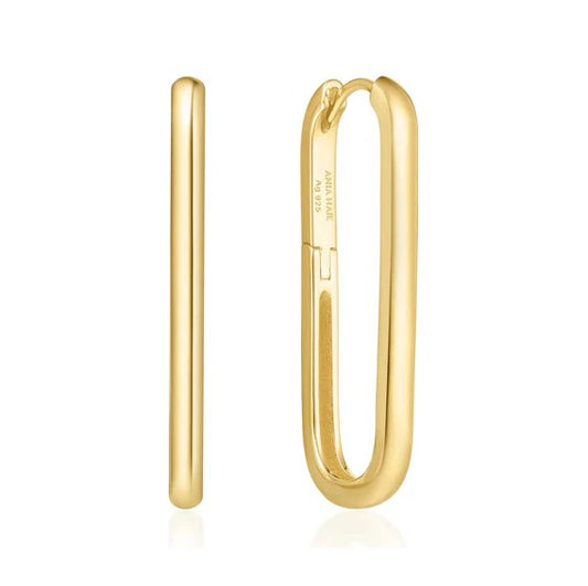 Gold Tone Tube Oversized U Hoop Earrings