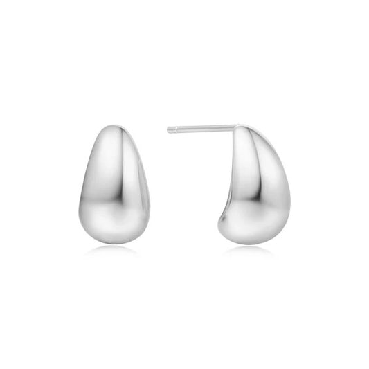 Silver Small Dome Hoop Earrings