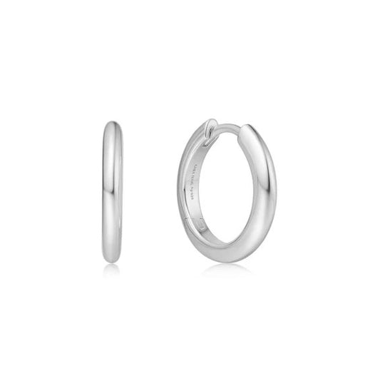 Silver Small Tube Huggie Hoop Earrings