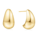 Gold Tone Bold Dome Hoop Earrings