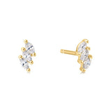 Gold Tone Triple Marquise Stud Earrings