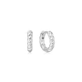 Silver Small Texture Huggie Hoop Earrings