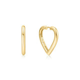 Gold Tone Medium Heart Hoop Earrings