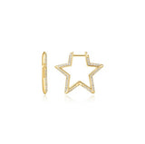 Medium Star Pave Hoop Earrings