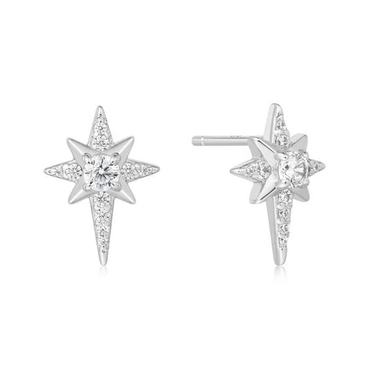 Silver Eight-Pointed Star Stud Earrings