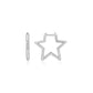 Silver Medium Star Pave Hoop Earrings