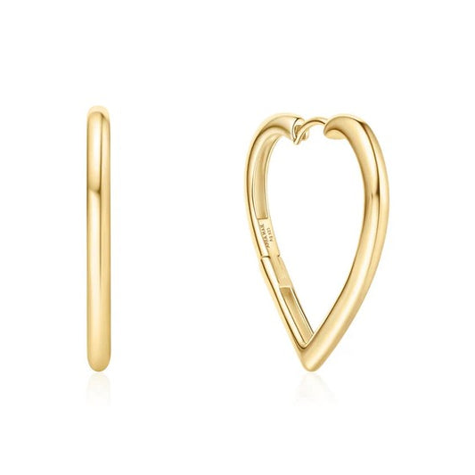Gold Tone Large Heart Hoop Earrings