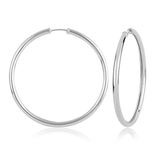 Sterling Silver Endless Wire Tube Hoop Earring