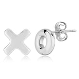 Sterling Silver Flat Hug & Kiss Stud Earrings
