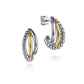 Sterling Silver & 14 Yellow Gold Criss Cross Bujukan J Hoop Earrings