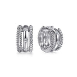 Sterling Silver White Sapphire Bujukan Huggie Earrings