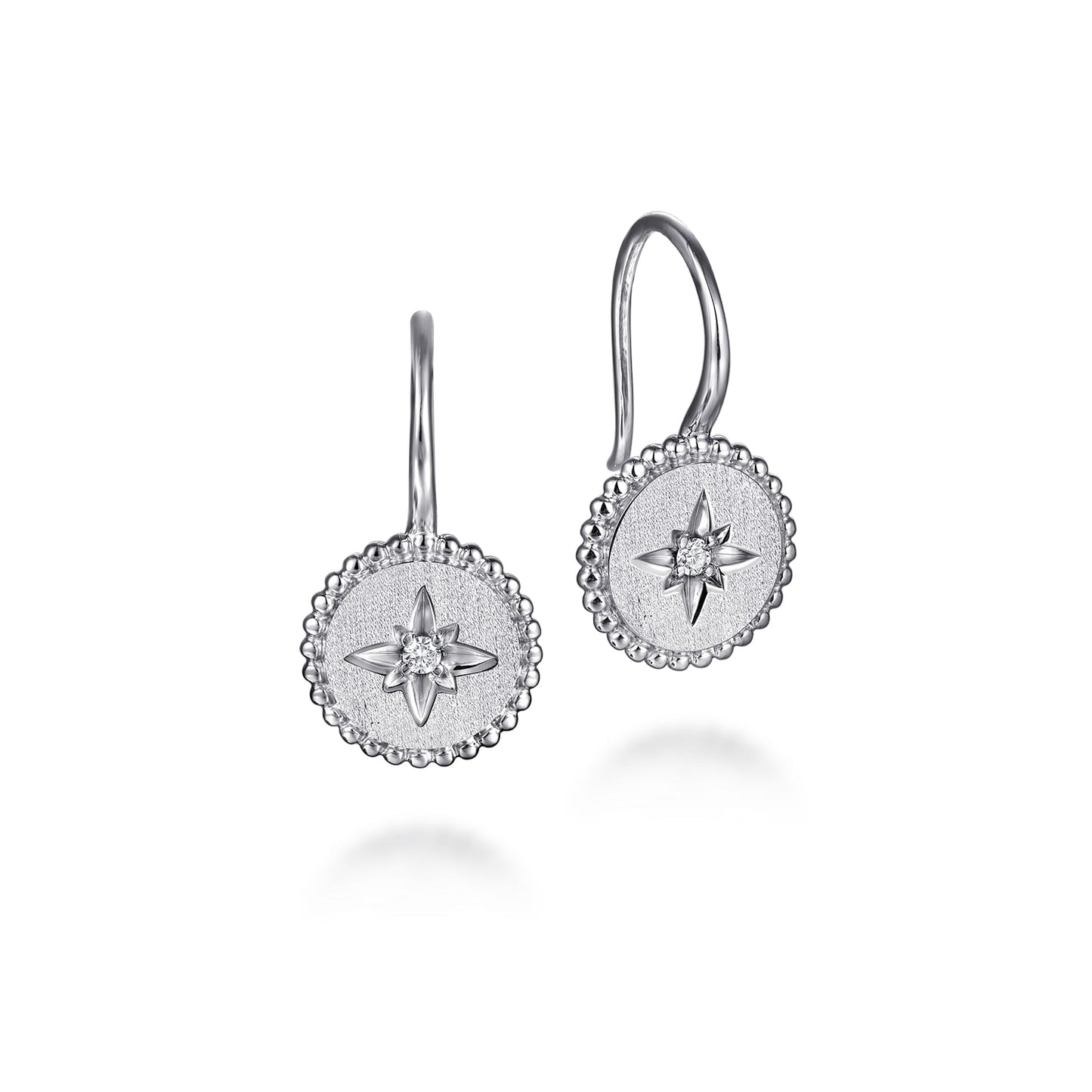 Sterling Silver Diamond Bujukan Starburst Medallion Earrings
