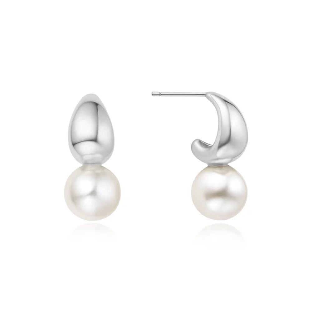 Pearl Dome Hoop Earrings