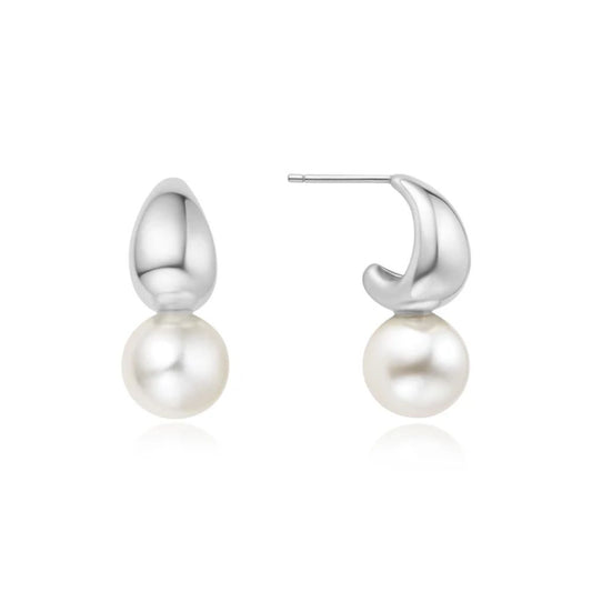 Pearl Dome Hoop Earrings