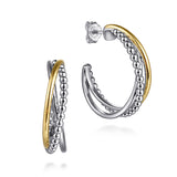 Sterling Silver & 14k Yellow Gold Multi Row J Hoop Bujukan Earrings