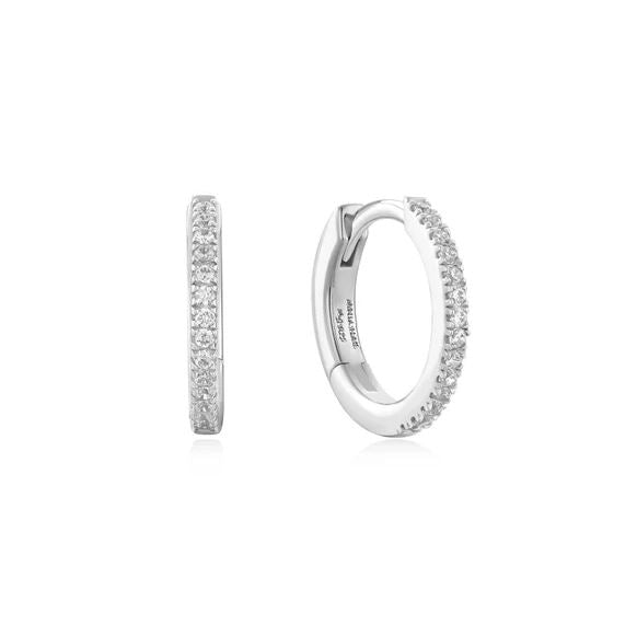 Sterling Silver Classic Pave Huggies - Ania Haie