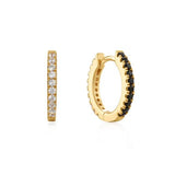Sterling Silver Gold Plated White & Black Crystal Hoop Earrings - Ania Haie