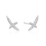Sterling Silver Pave X Stud Earings - Ania Haie