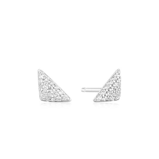 Sterling Silver Triangular Pave Stud Earrings - Ania Haie