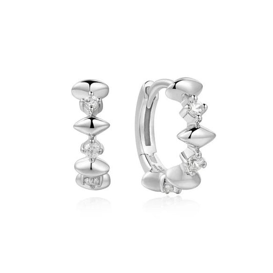 Sterling Silver Sparkle Huggie Earrings - Ania Haie