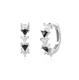 Sterling Silver Black & White Triangular Hoop Earrings - Ania Haie