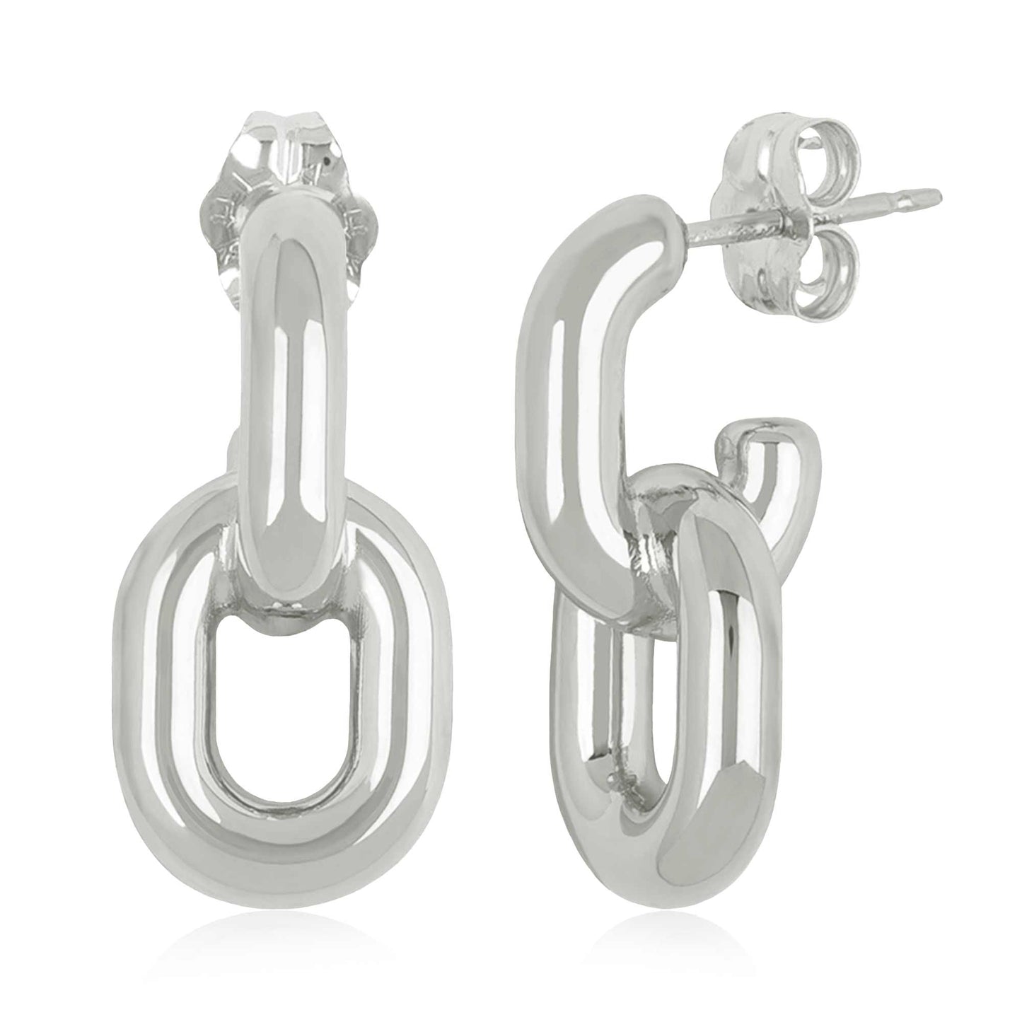 Sterling Silver Double Open Link Drop Earring