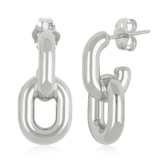 Sterling Silver Double Open Link Drop Earring