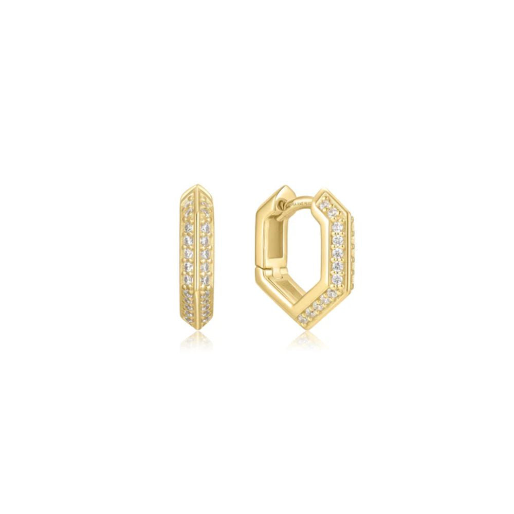 Sparkling Shield Huggie Hoop Earrings