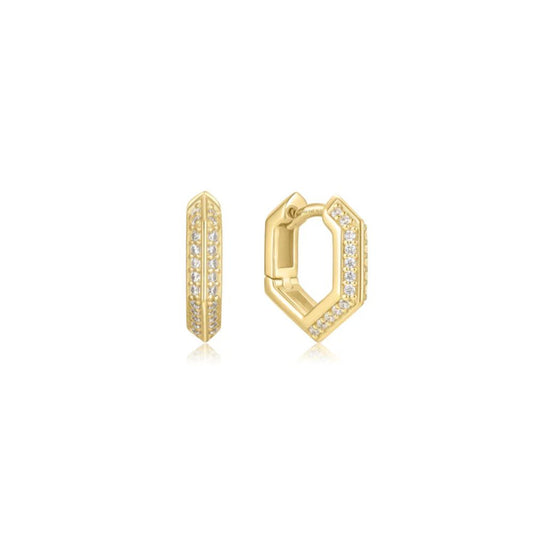 Sparkling Shield Huggie Hoop Earrings