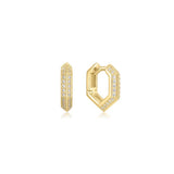 Sparkling Shield Huggie Hoop Earrings