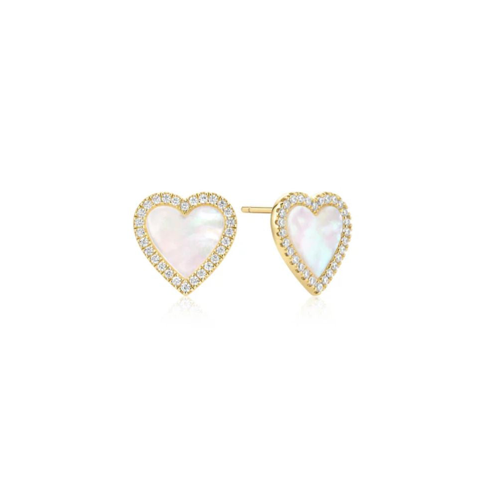 Mother of Pearl Halo Heart Earrings