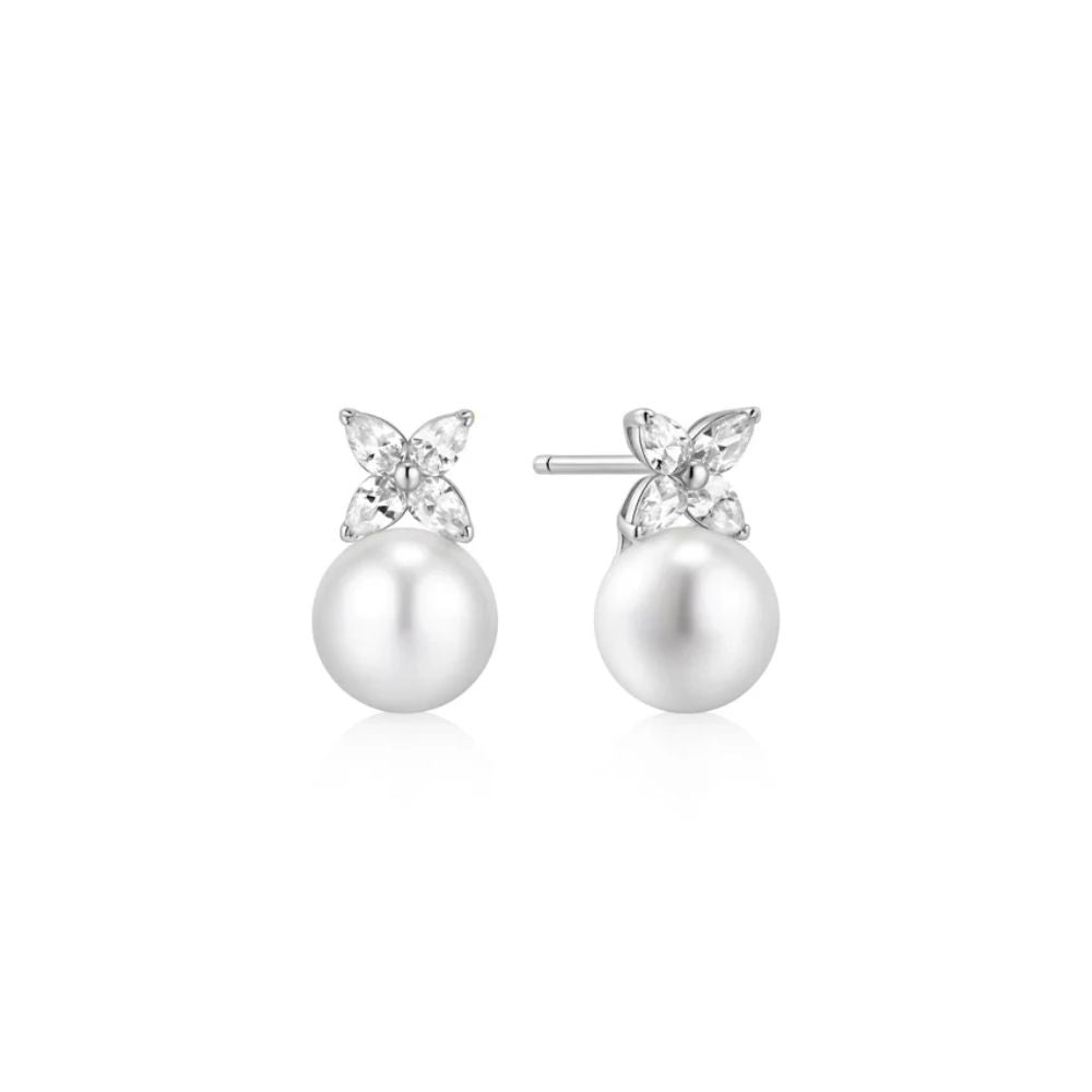 Pearl & Lucky Clover Stud Earrings